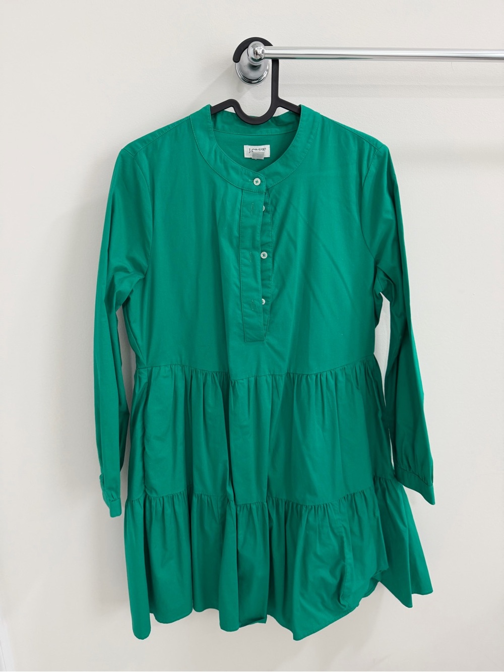 J. Crew Emerald Green Tiered Midi Dress